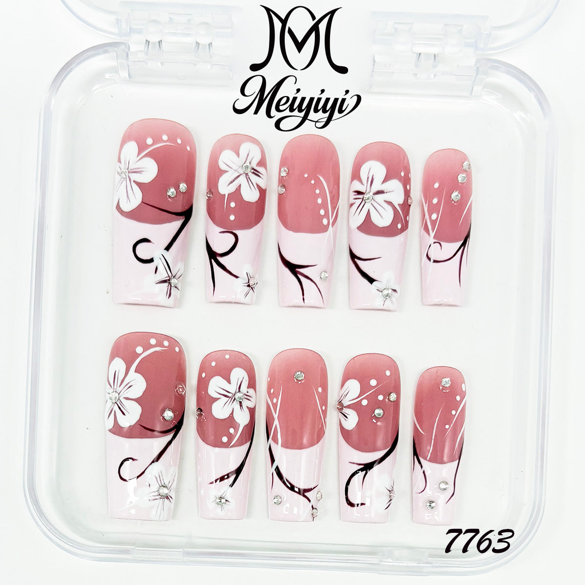 7763-MYY's designer original high-end design customized luxury hand-painted wearable nail art