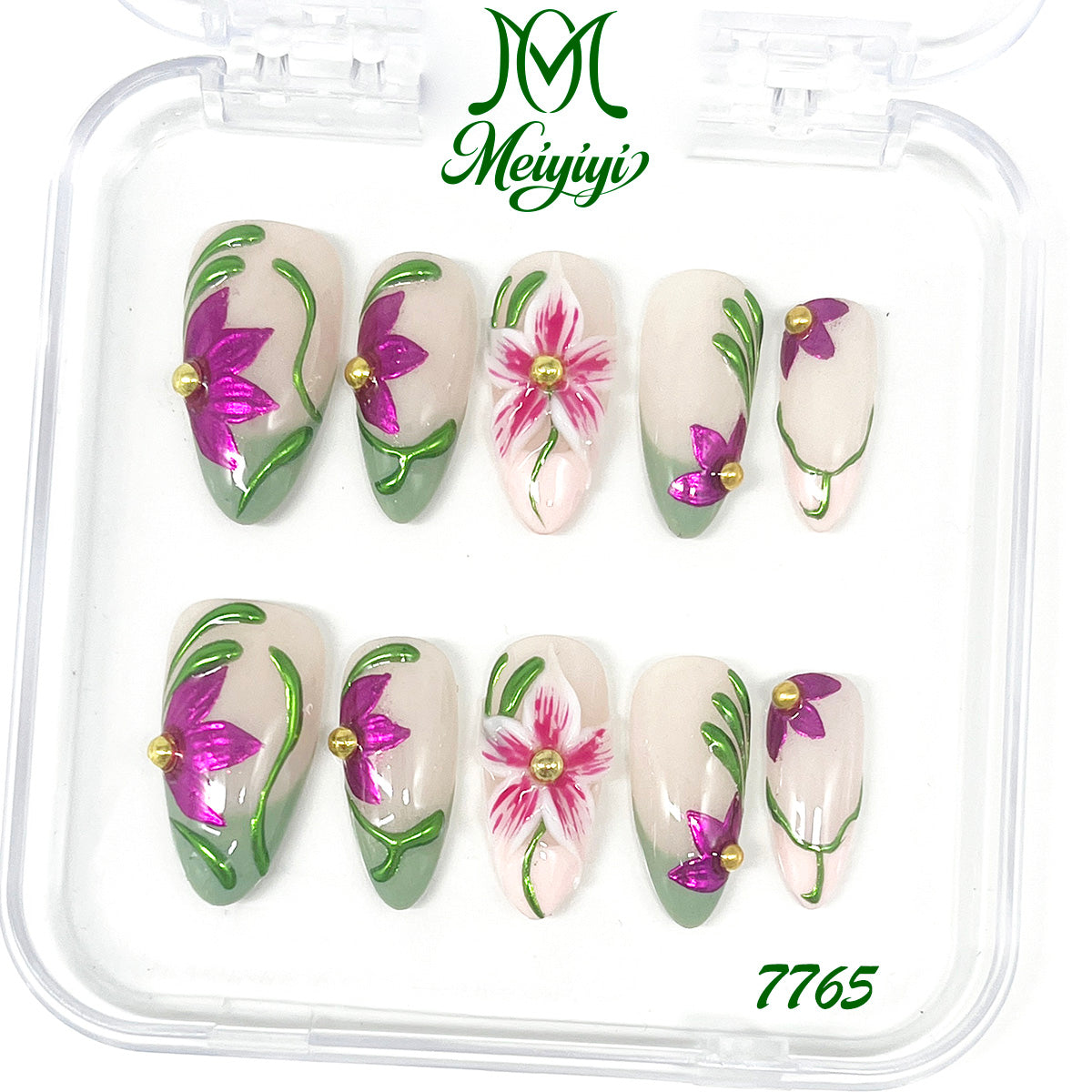7765-MYY's designer original high-end design customized luxury hand-painted wearable nail art