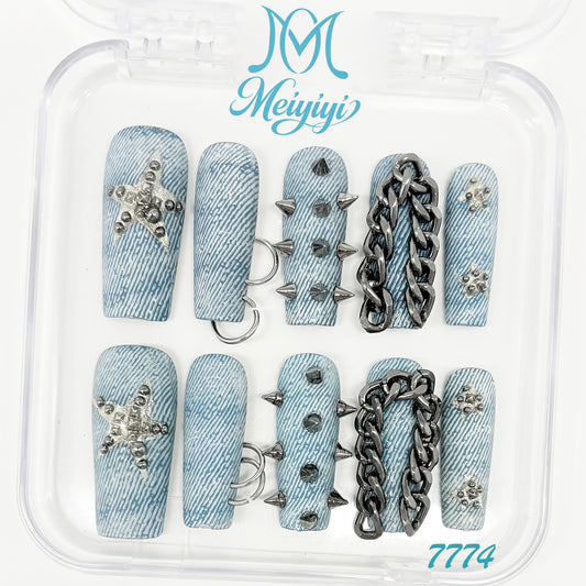 7774-MYY's designer original high-end design customized luxury hand-painted wearable nail art