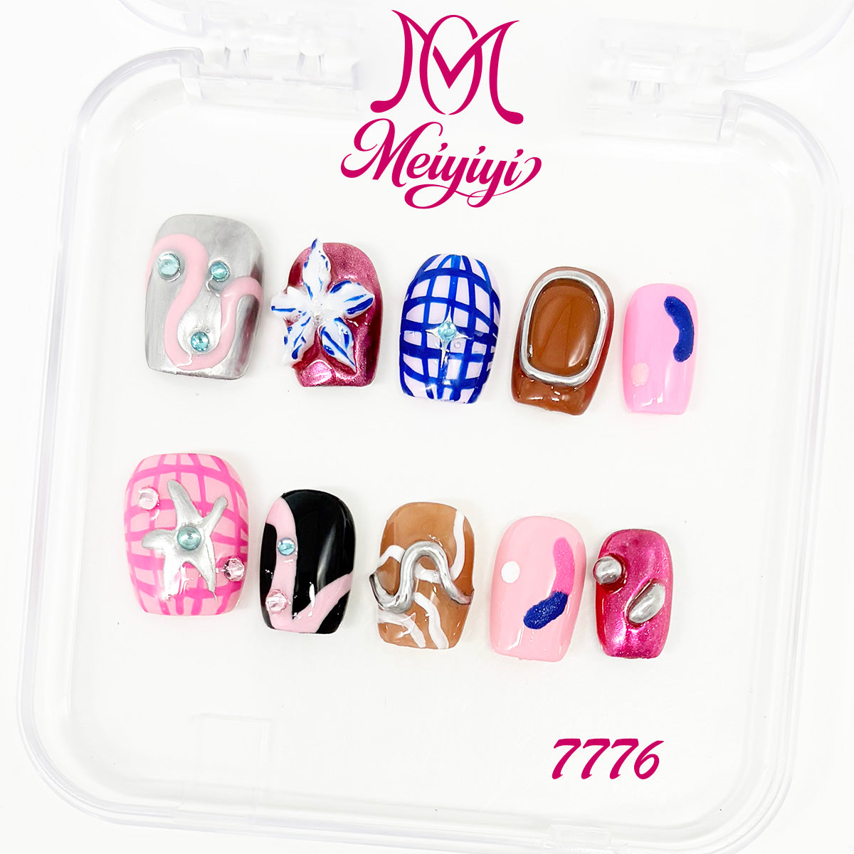 7776-MYY's designer original high-end design customized luxury hand-painted wearable nail art
