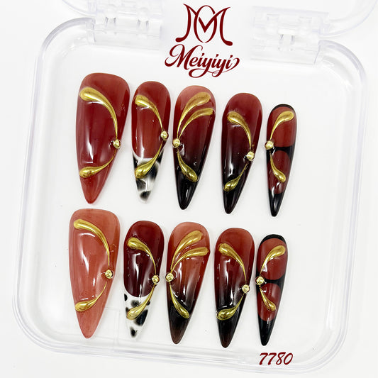 7780-MYY's designer original high-end design customized luxury hand-painted wearable nail art