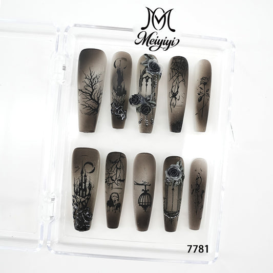 7781-MYY's designer original high-end design customized luxury hand-painted wearable nail art
