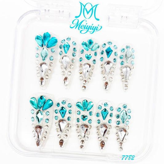 7782-MYY's designer original high-end design customized luxury hand-painted wearable nail art