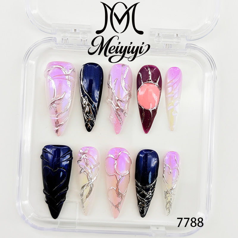 7788-MYY's designer original high-end design customized luxury hand-painted wearable nail art