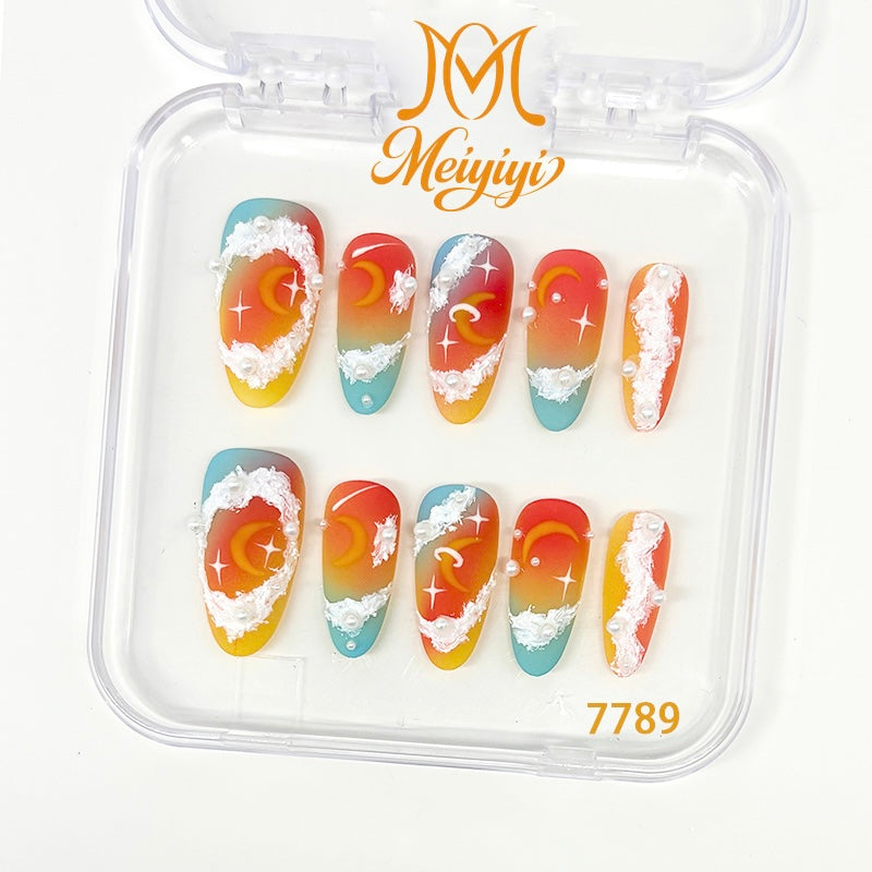 7789-MYY's designer original high-end design customized luxury hand-painted wearable nail art