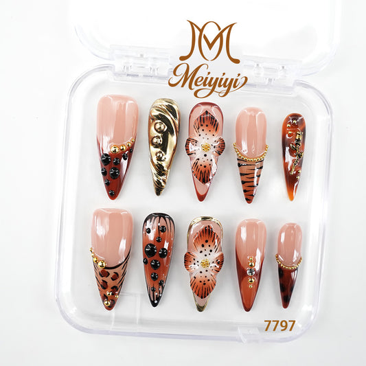 7797-MYY's designer original high-end design customized luxury hand-painted wearable nail art