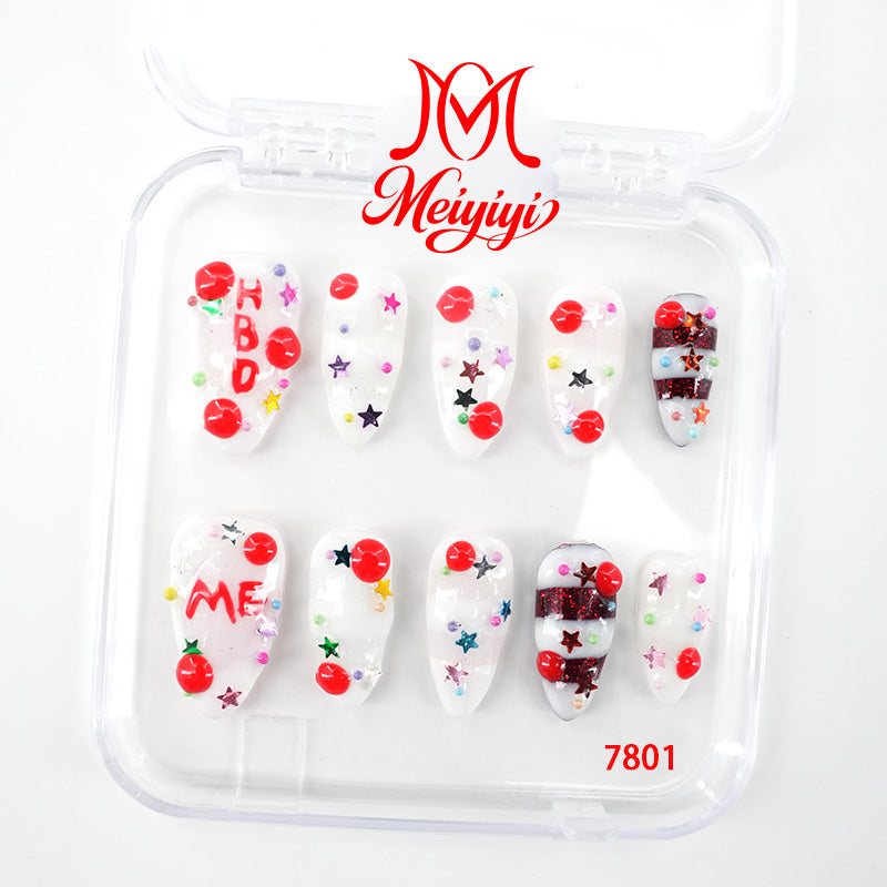 7801-MYY's designer original high-end design customized luxury hand-painted wearable nail art