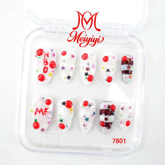 7801-MYY's designer original high-end design customized luxury hand-painted wearable nail art