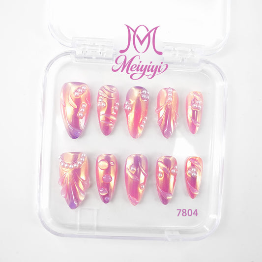 7804-MYY's designer original high-end design customized luxury hand-painted wearable nail art