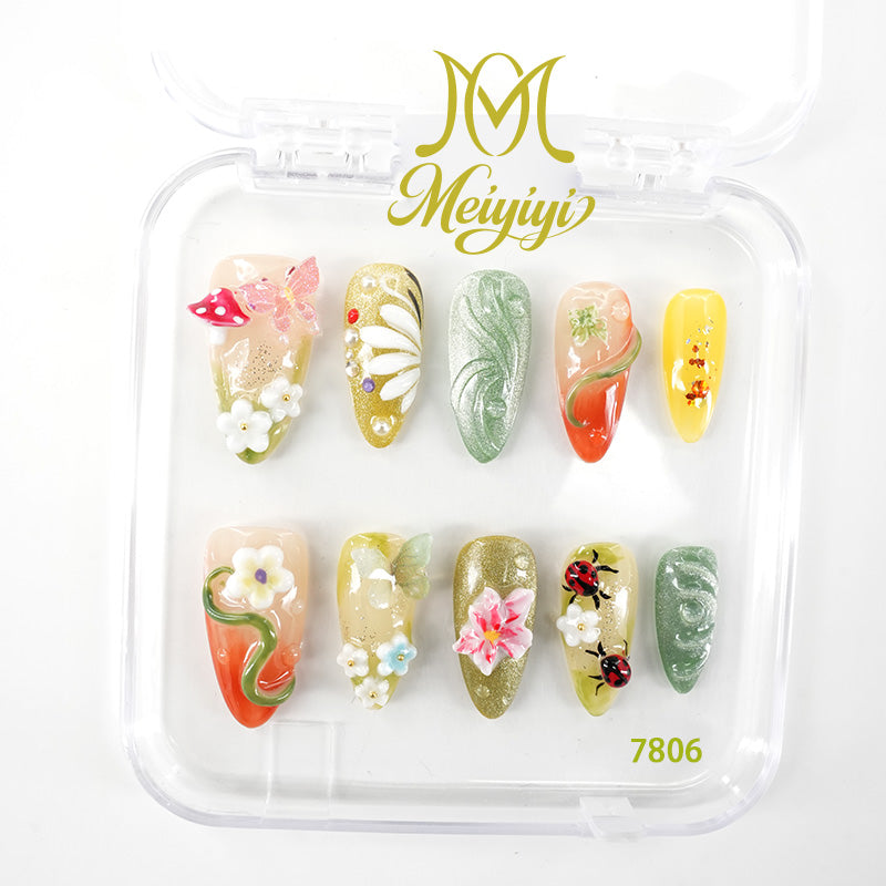 7806-MYY's designer original high-end design customized luxury hand-painted wearable nail art