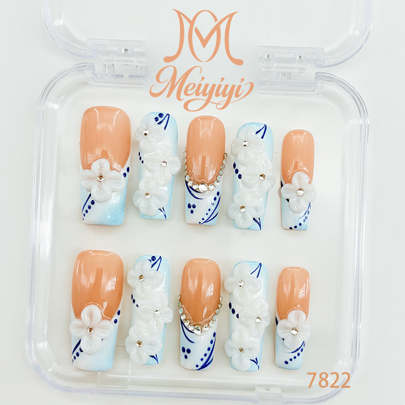 7822-MYY's designer original high-end design customized luxury hand-painted wearable nail art