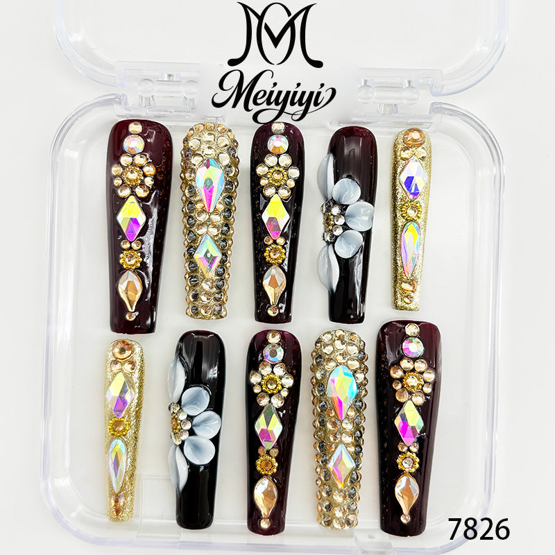 7826-MYY's designer original high-end design customized luxury hand-painted wearable nail art