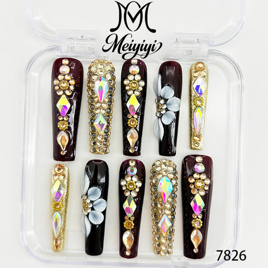 7826-MYY's designer original high-end design customized luxury hand-painted wearable nail art