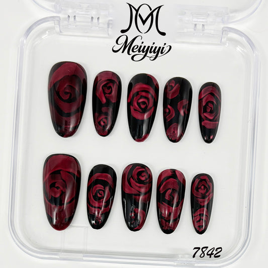 7842-MYY's designer original high-end design customized luxury hand-painted wearable nail art