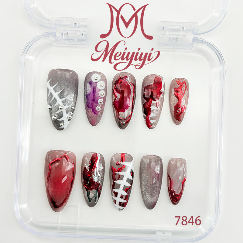 7846-MYY's designer original high-end design customized luxury hand-painted wearable nail art