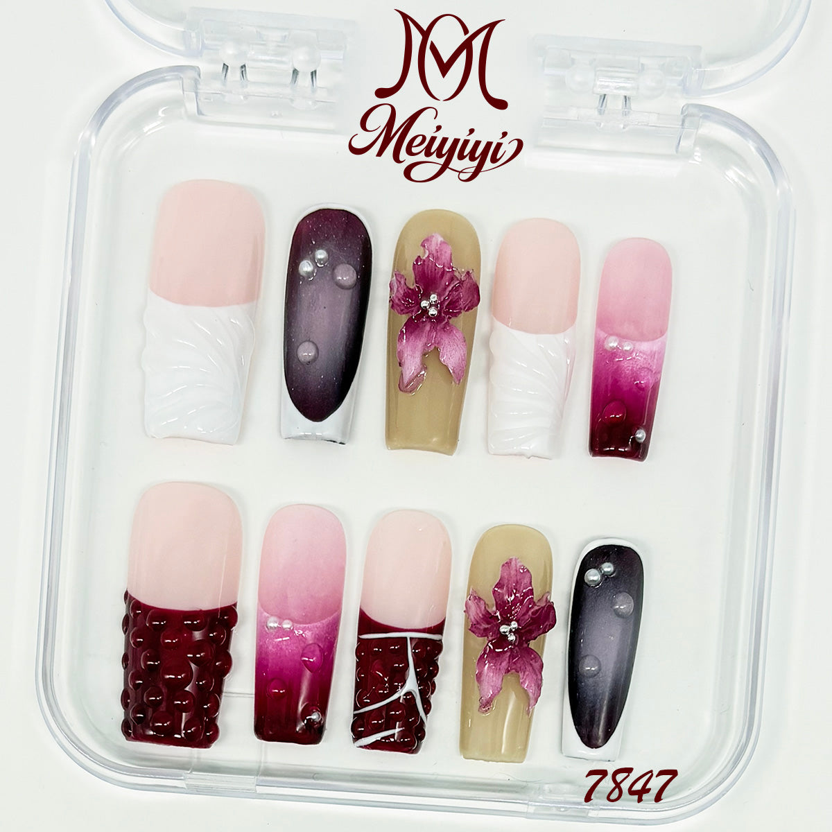 7847-MYY's designer original high-end design customized luxury hand-painted wearable nail art