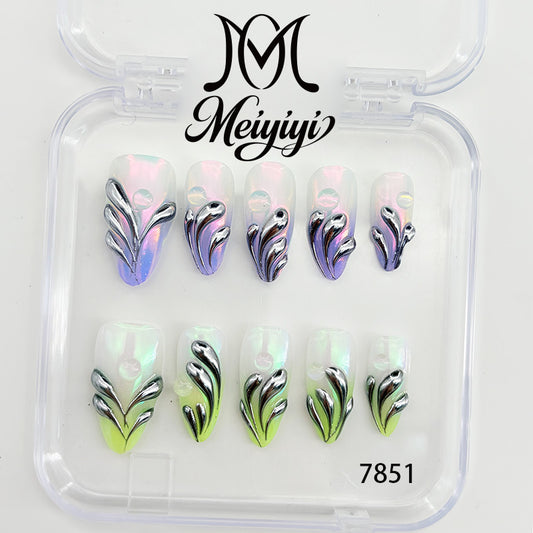 7851-MYY's designer original high-end design customized luxury hand-painted wearable nail art