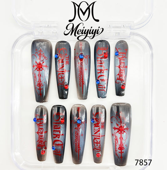 7857-MYY's designer original high-end design customized luxury hand-painted wearable nail art