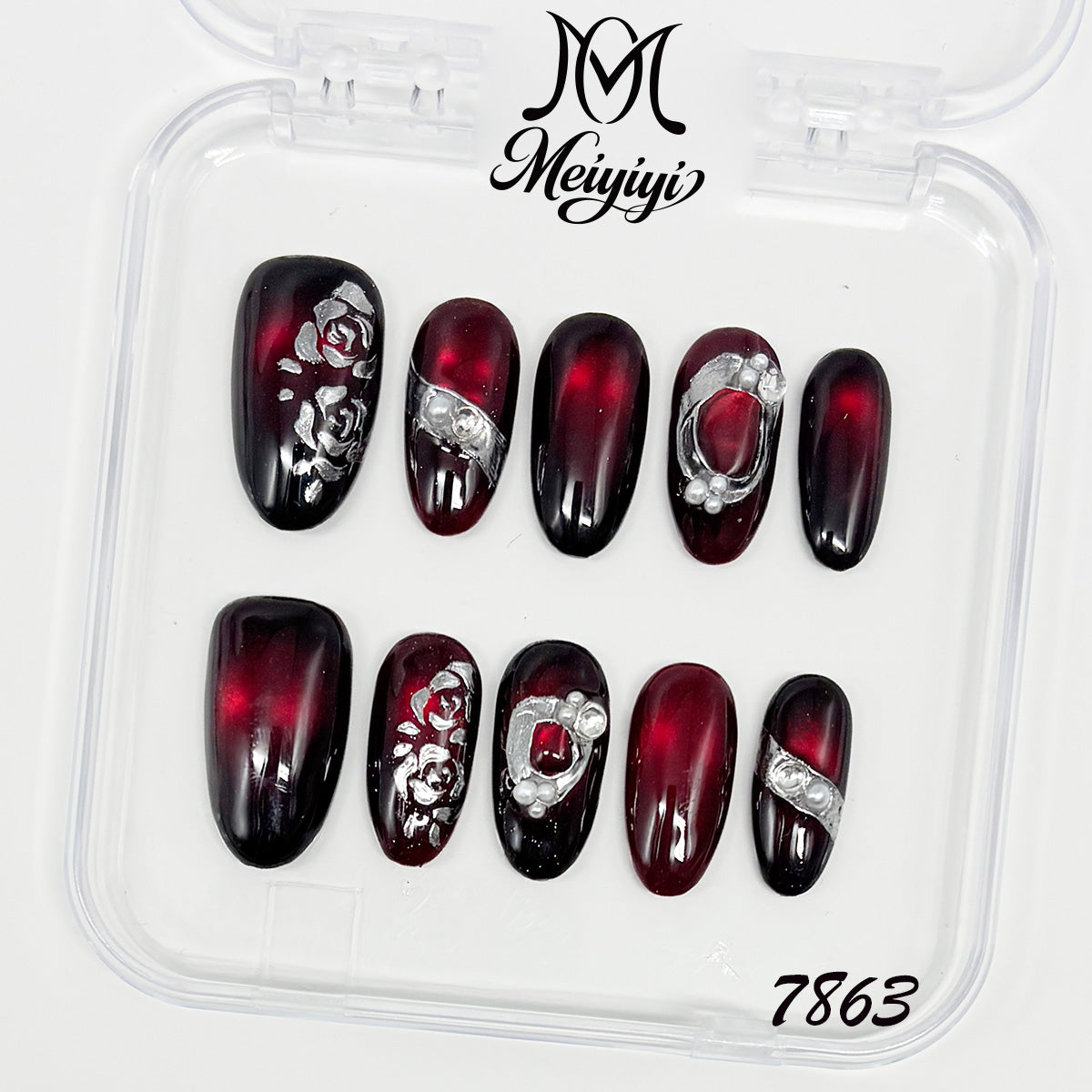 7863-MYY's designer original high-end design customized luxury hand-painted wearable nail art