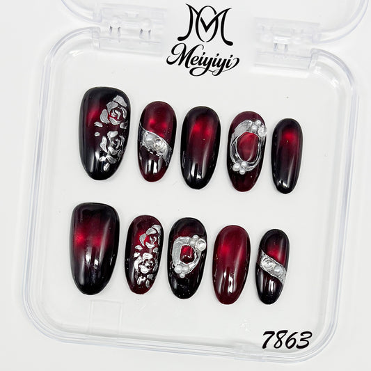 7863-MYY's designer original high-end design customized luxury hand-painted wearable nail art