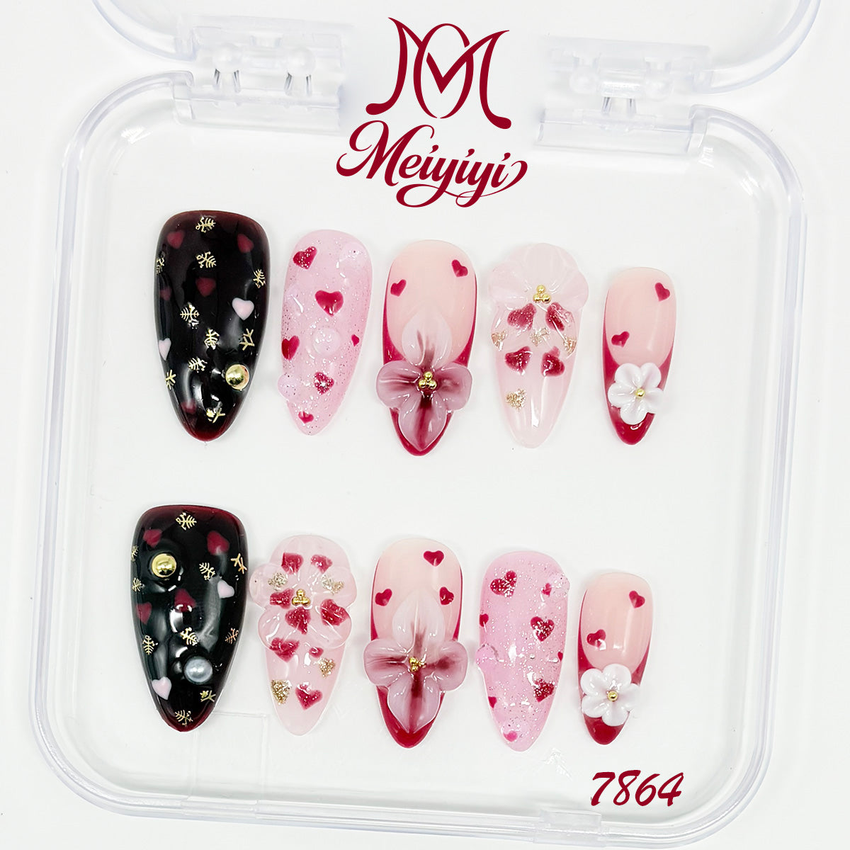 7864-MYY's designer original high-end design customized luxury hand-painted wearable nail art