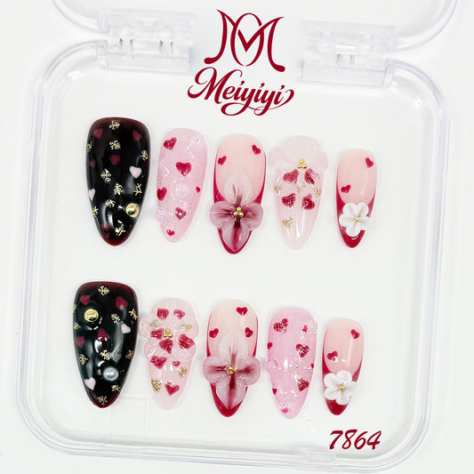 7864-MYY's designer original high-end design customized luxury hand-painted wearable nail art