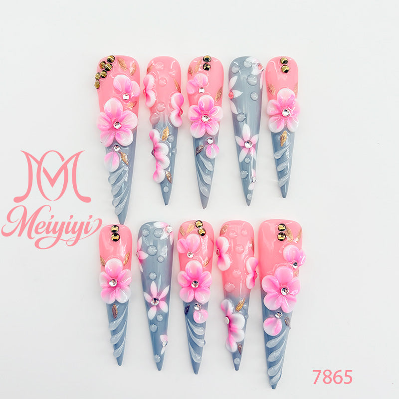 7865-MYY's designer original high-end design customized luxury hand-painted wearable nail art