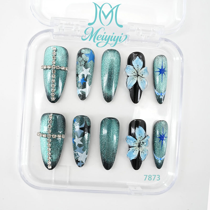 7873-MYY's designer original high-end design customized luxury hand-painted wearable nail art