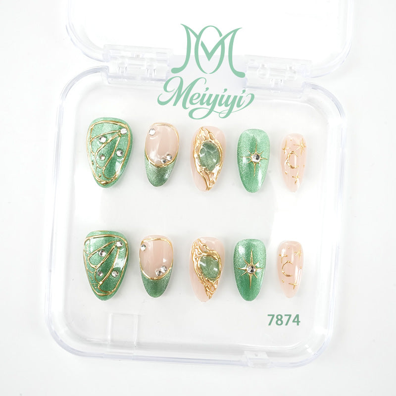 7874-MYY's designer original high-end design customized luxury hand-painted wearable nail art