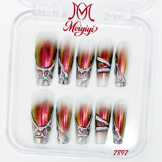 7897-MYY's designer original high-end design customized luxury hand-painted wearable nail art