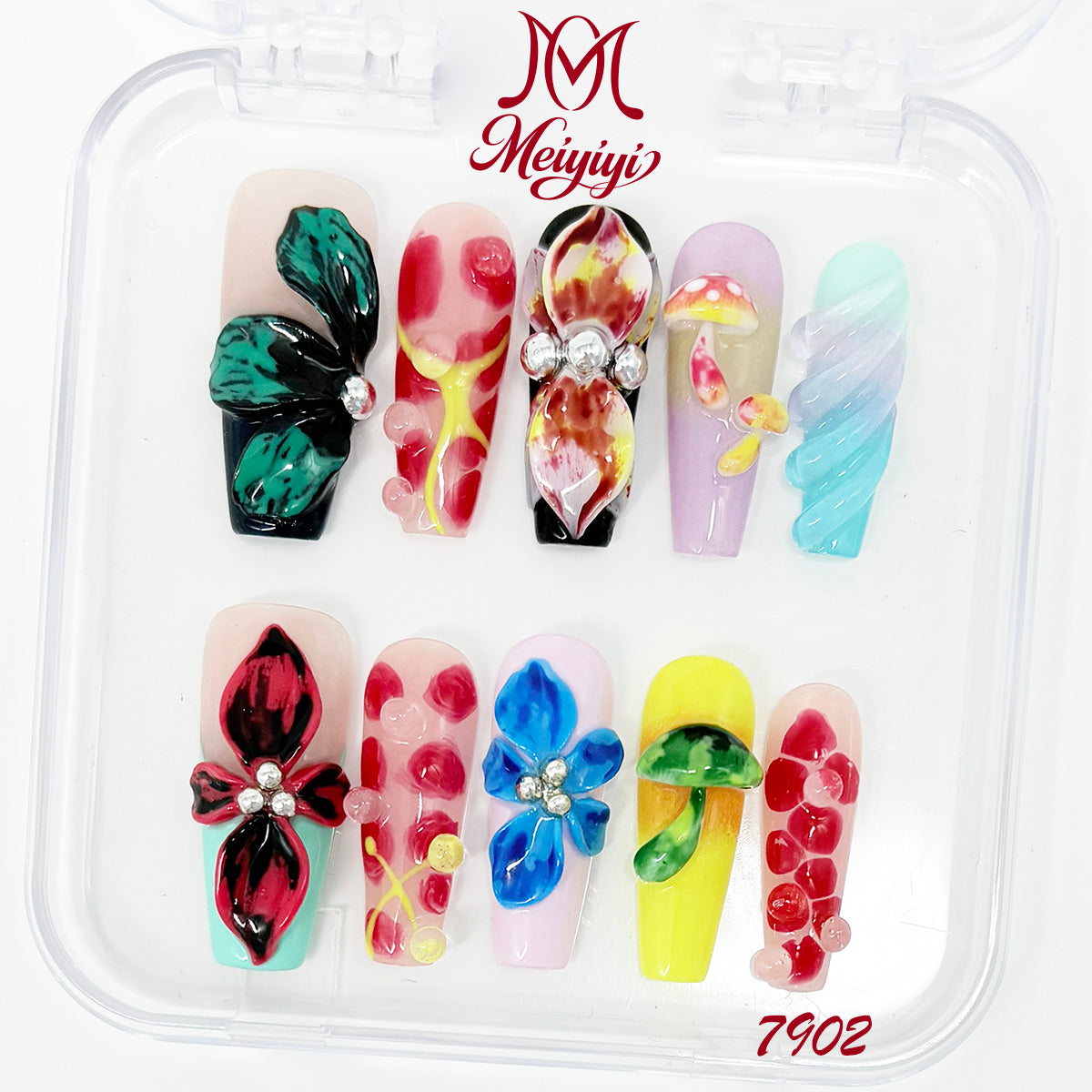 7902-MYY's designer original high-end design customized luxury hand-painted wearable nail art