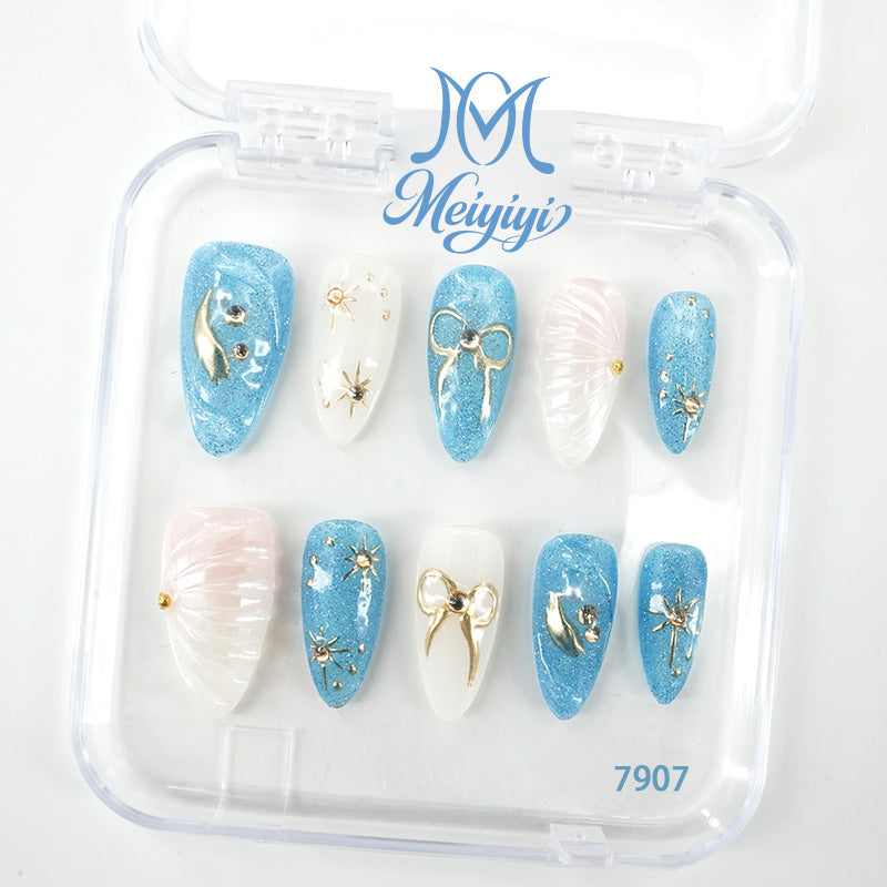 7907-MYY's designer original high-end design customized luxury hand-painted wearable nail art