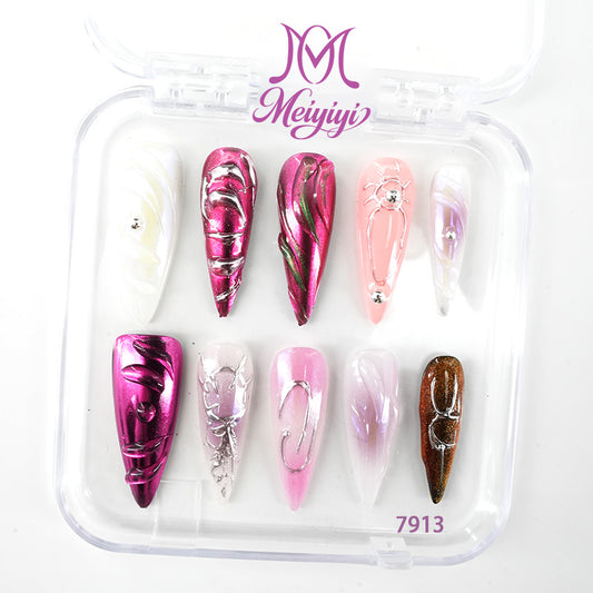 7913-MYY's designer original high-end design customized luxury hand-painted wearable nail art