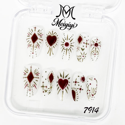 7914-MYY's designer original high-end design customized luxury hand-painted wearable nail art