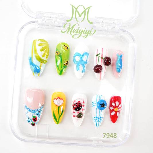 7948-MYY's designer original high-end design customized luxury hand-painted wearable nail art