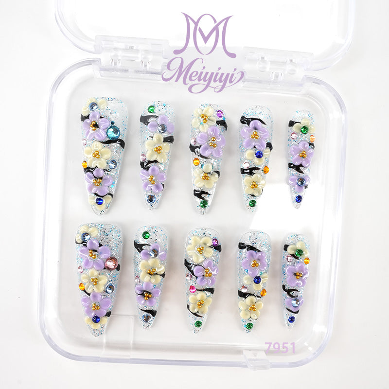 7951-MYY's designer original high-end design customized luxury hand-painted wearable nail art