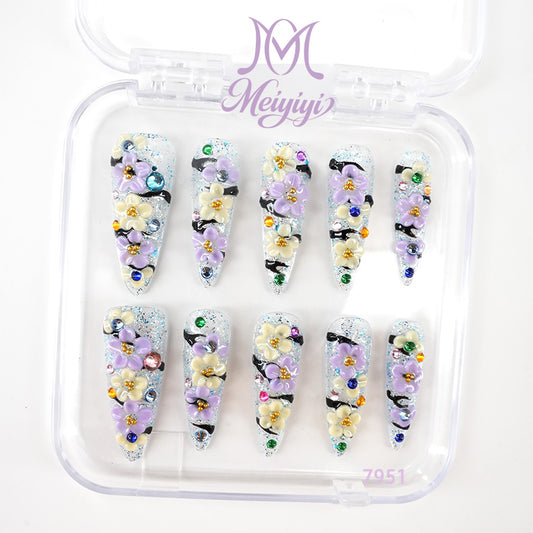 7951-MYY's designer original high-end design customized luxury hand-painted wearable nail art