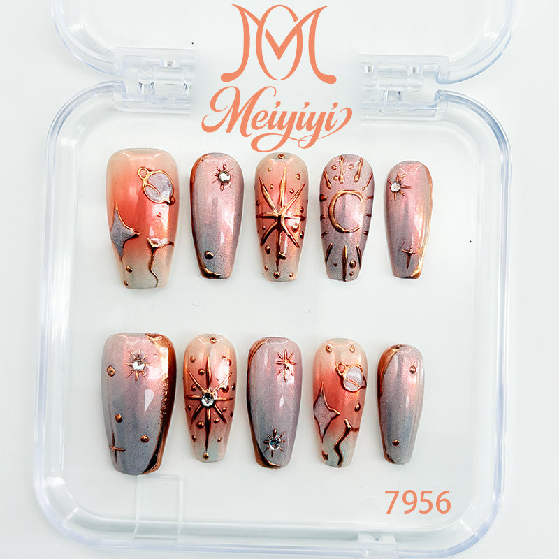 7956-MYY's designer original high-end design customized luxury hand-painted wearable nail art