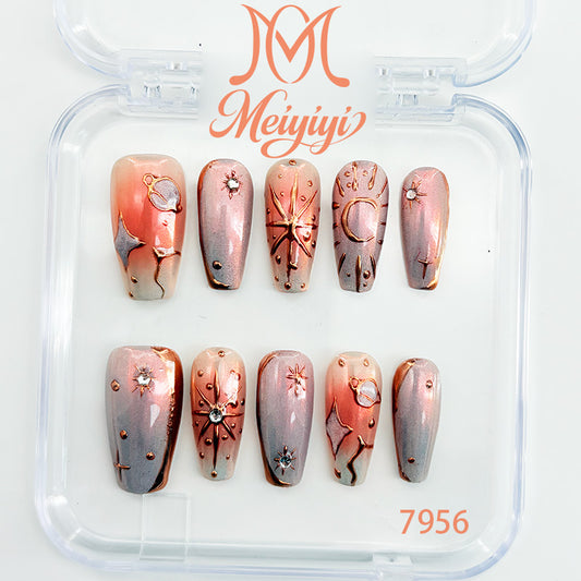 7956-MYY's designer original high-end design customized luxury hand-painted wearable nail art