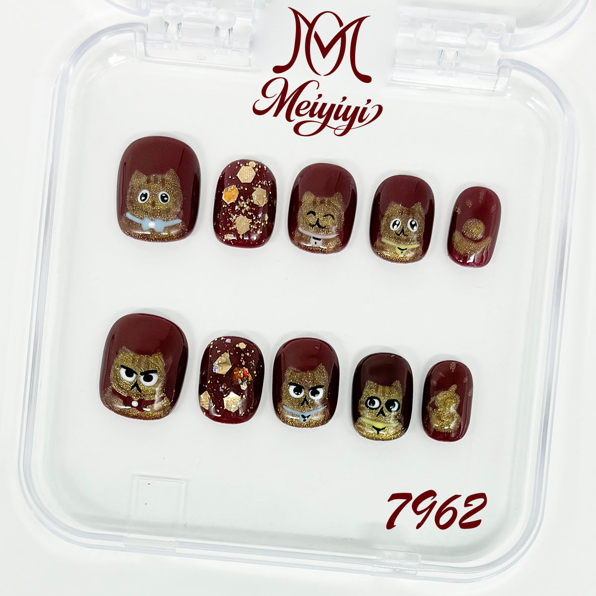 7962-MYY's designer original high-end design customized luxury hand-painted wearable nail art