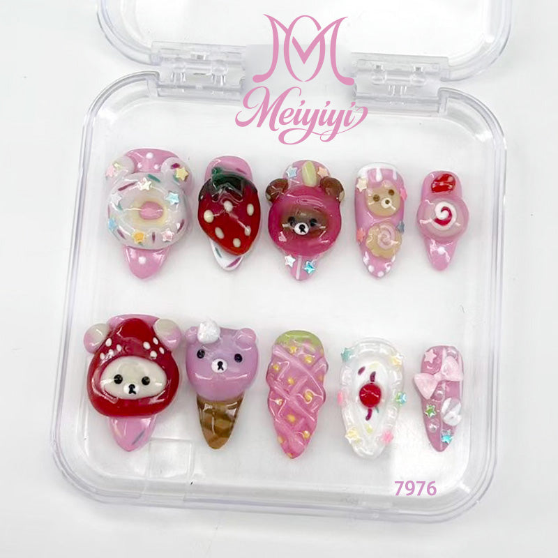 7976-MYY's designer original high-end design customized luxury hand-painted wearable nail art