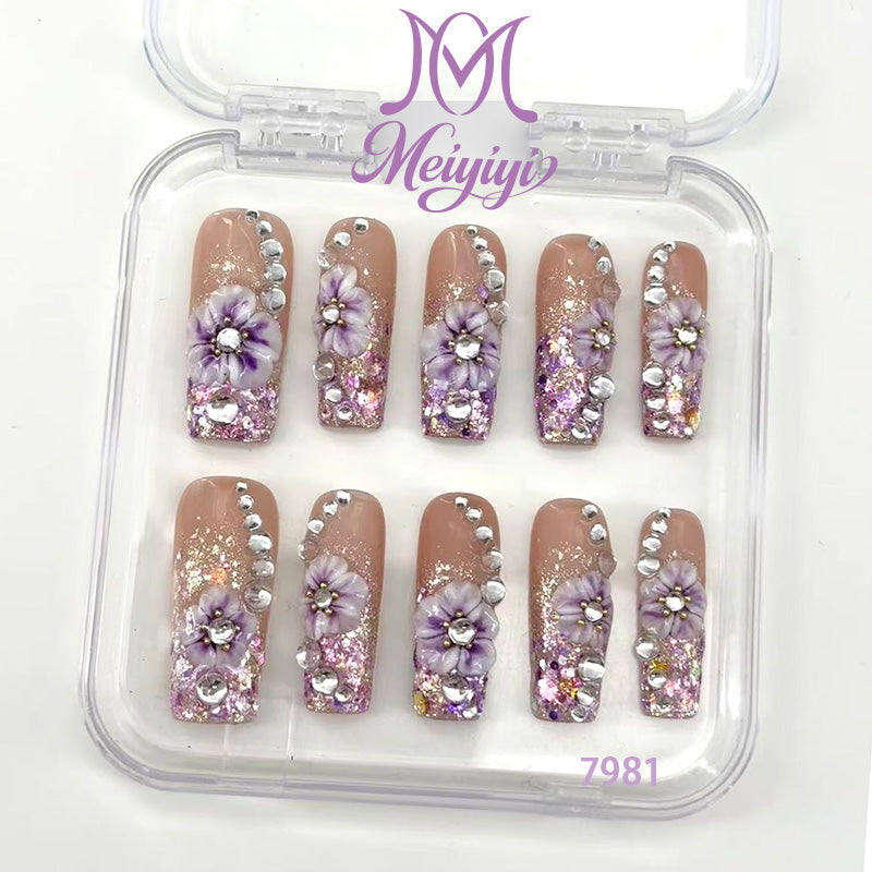 7981-MYY's designer original high-end design customized luxury hand-painted wearable nail art