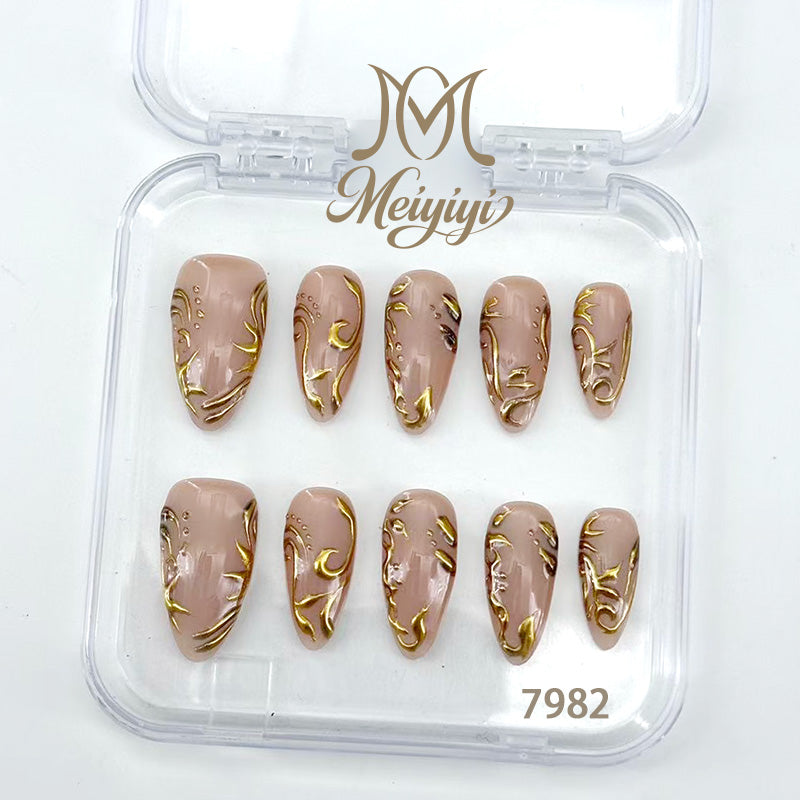 7982-MYY's designer original high-end design customized luxury hand-painted wearable nail art