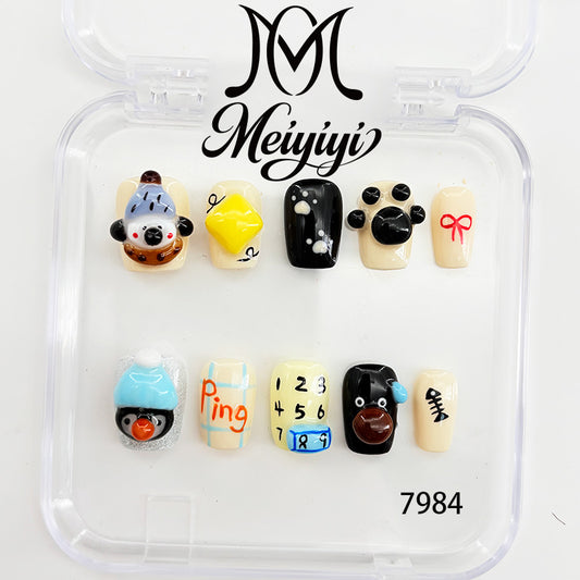 7984-MYY's designer original high-end design customized luxury hand-painted wearable nail art