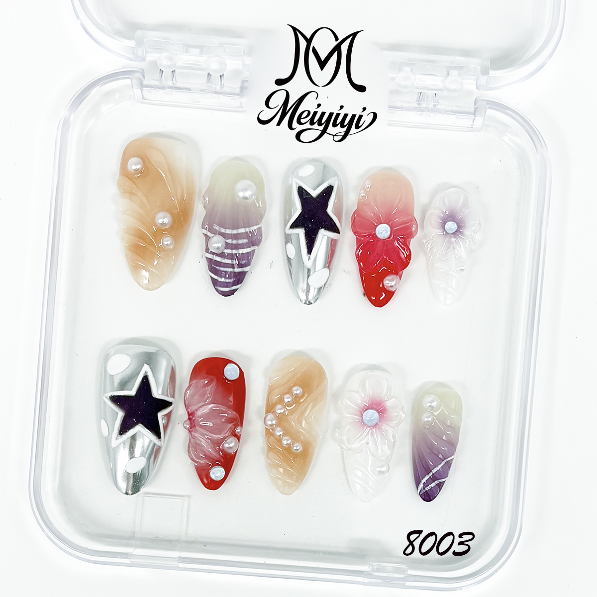 8003-MYY's designer original high-end design customized luxury hand-painted wearable nail art