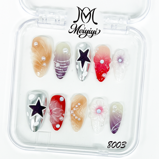 8003-MYY's designer original high-end design customized luxury hand-painted wearable nail art