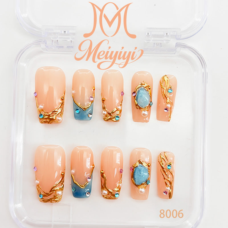 8006-MYY's designer original high-end design customized luxury hand-painted wearable nail art