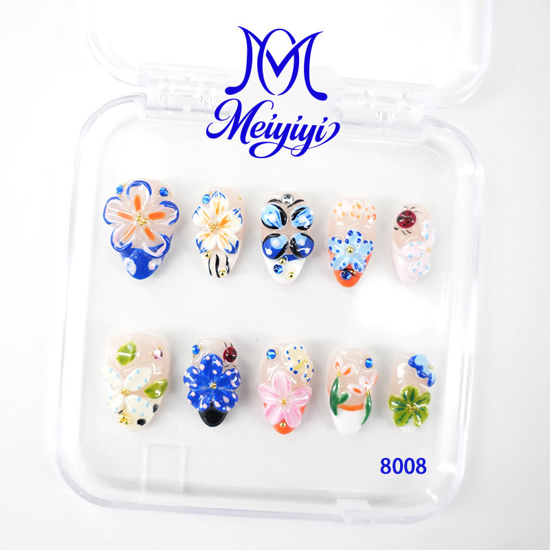 8008-MYY's designer original high-end design customized luxury hand-painted wearable nail art
