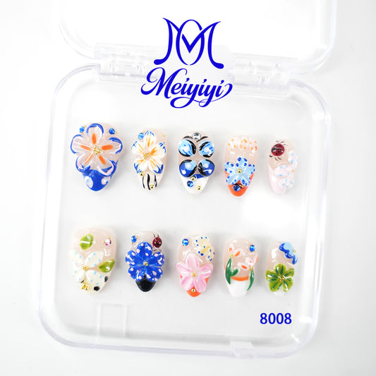 8008-MYY's designer original high-end design customized luxury hand-painted wearable nail art