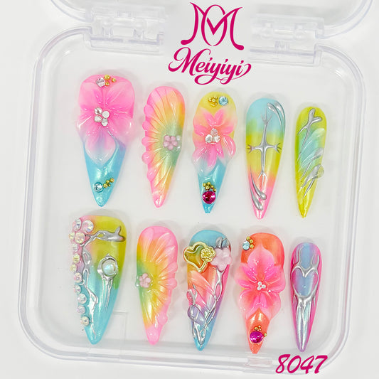 8047-MYY's designer original high-end design customized luxury hand-painted wearable nail art